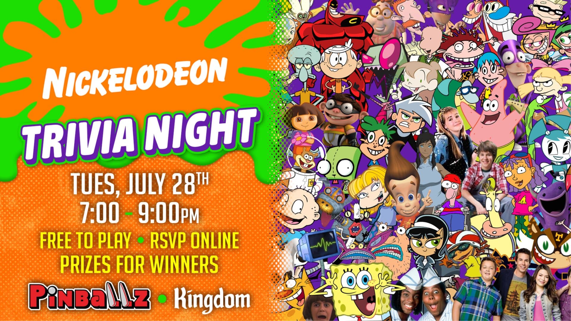 Nickelodeon Trivia Night at Pinballz Kingdom
